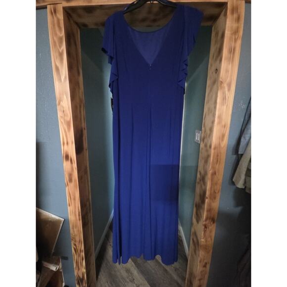 Jessica Howard 20W Cobalt Blue Evening Gown Ruffle Sleeve Chiffon Maxi Dress - Picture 8 of 8